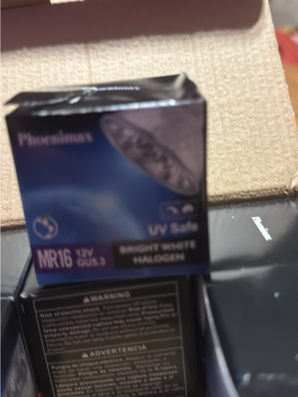 MR16 Bright White Halogen Bulb Box - Blue Packaging